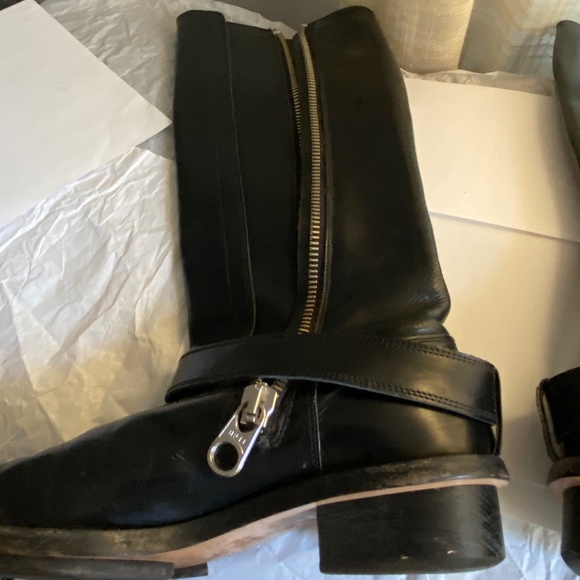 Chloe black leather high boots biker-riding biker motor 37 Italy sipper knee hi - Picture 4 of 10